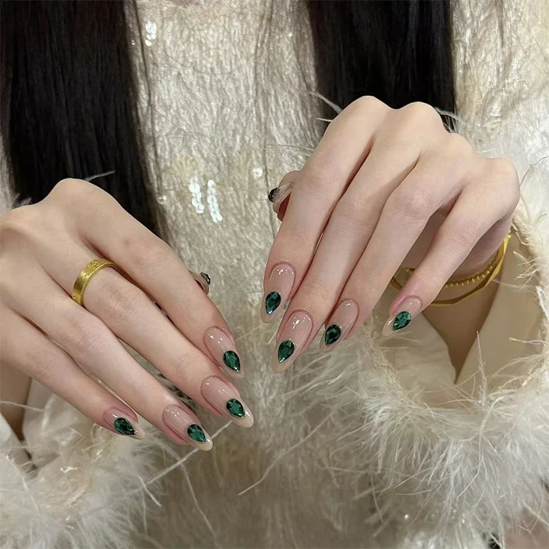 50pcs Green Nail Charms Crystal Diamond Flatback Waterdrop Shaped Rhinestones For 3D Nails Art Decorations Supplies 250528