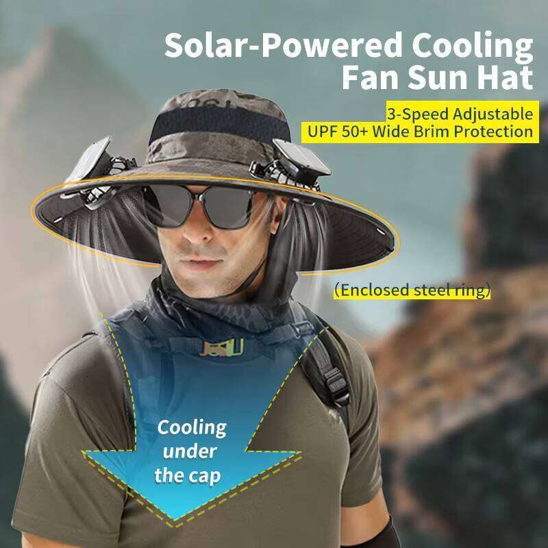 Solar Cooling Work USB Rechargeable Fan Hat for Outdoor Fishing Hiking Camping
