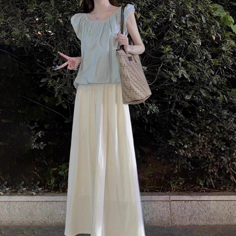 LV95 new style temperament waist slimming umbrella skirt drape A-line mid-length skirt