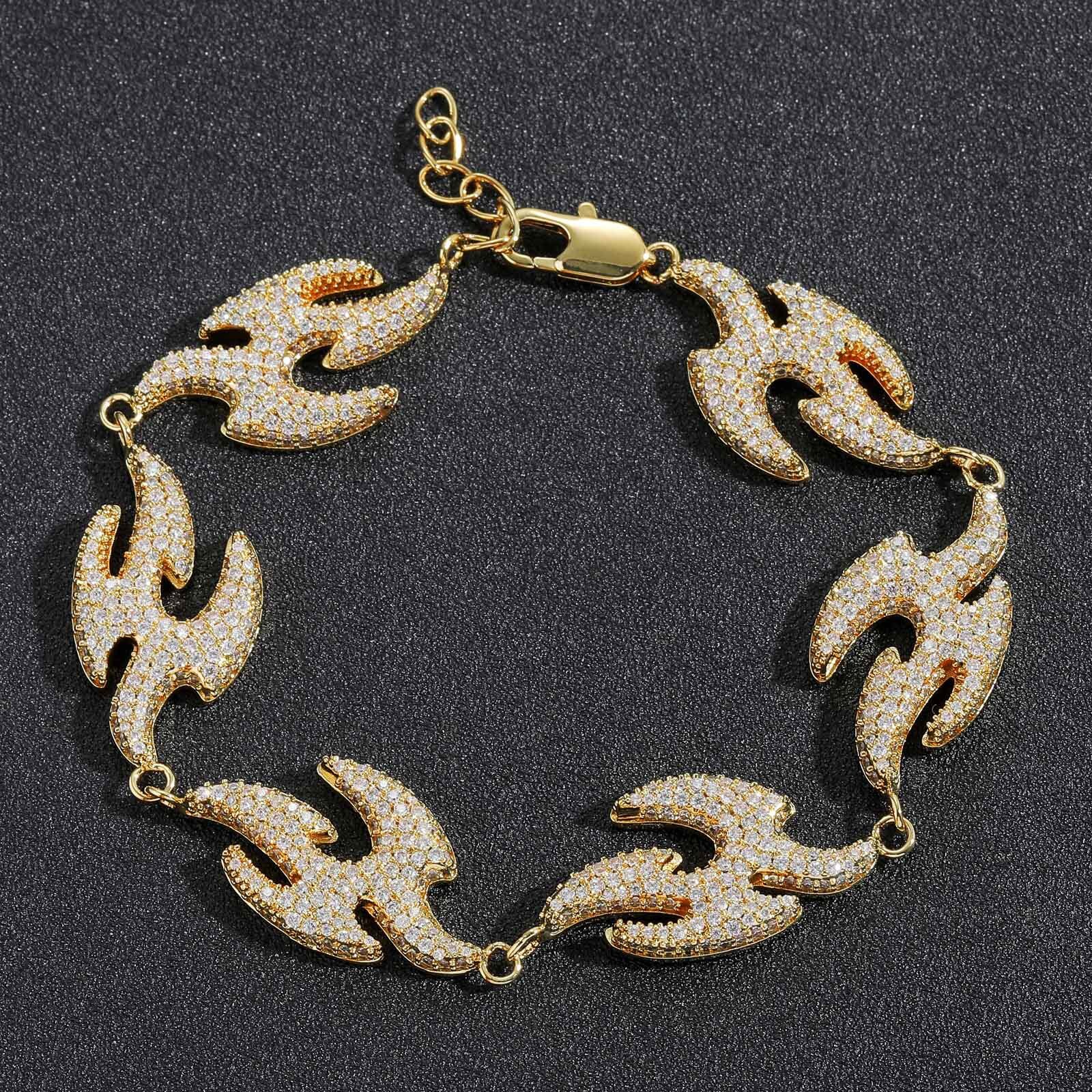Hip hop accessories mens and womens new Feiyan bracelet micro inlaid Moissanite geometric irregular swallow bracelet accessories moissanite