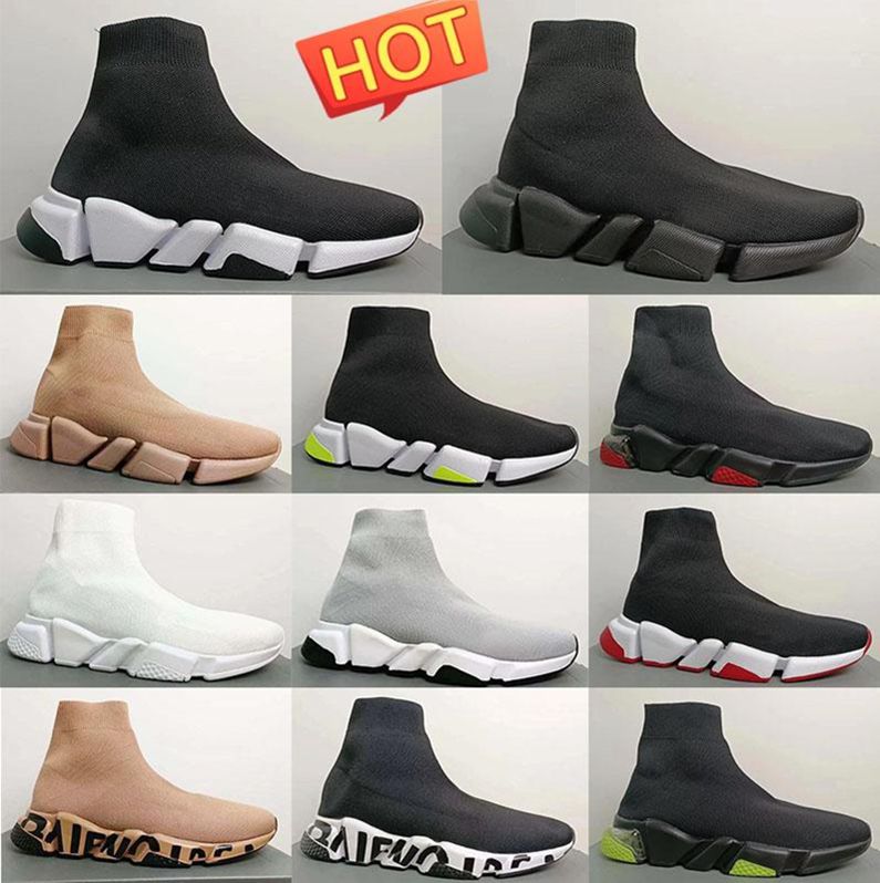 Designer Paris shoes Sock Shoes For Me Women Triple-S black White Red Breathable Sneakers Race Runner Shoes Balencai shoes Glitter Knitted Triple Sneaker Lace-up V36T