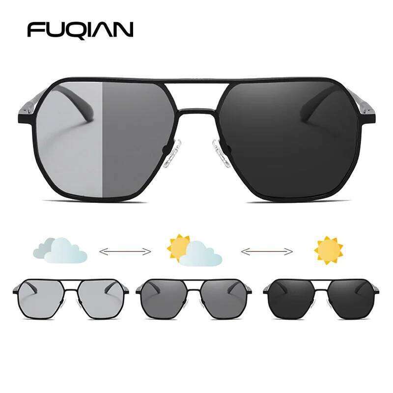 Metal Photochromic Sunglasses Men Women Fashion Polarized Sun Glasses Stylish Chameleon Anti-glare Driving Shades UV400 designer bag