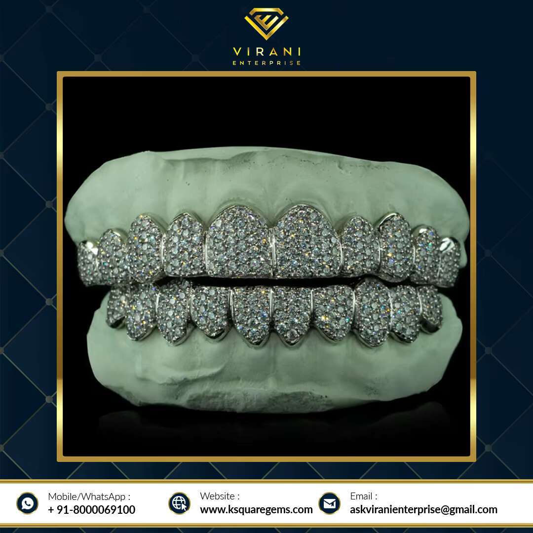 Latest Arrival of Diamond Studded Gold and Silver Metal Teeth Grills Available for Men and Women for Bulk Purchasers