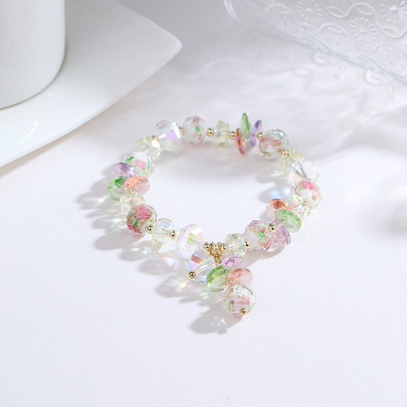 Princess fresh and sweet girl heart super sparkling crystal Forest style elf peach pendant bracelet for best friend gift