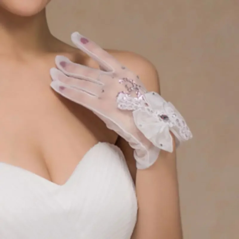 Arrival Ivory Bridal gloves Ginger with Crystals Wedding gloves Wrist Length 250530