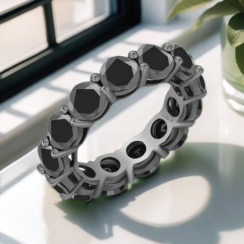 S925 sterling silver full circle 0.5CT colorful Moissanite fashionable artificial diamond band ring Fashionable individual best-selling style jewelry 