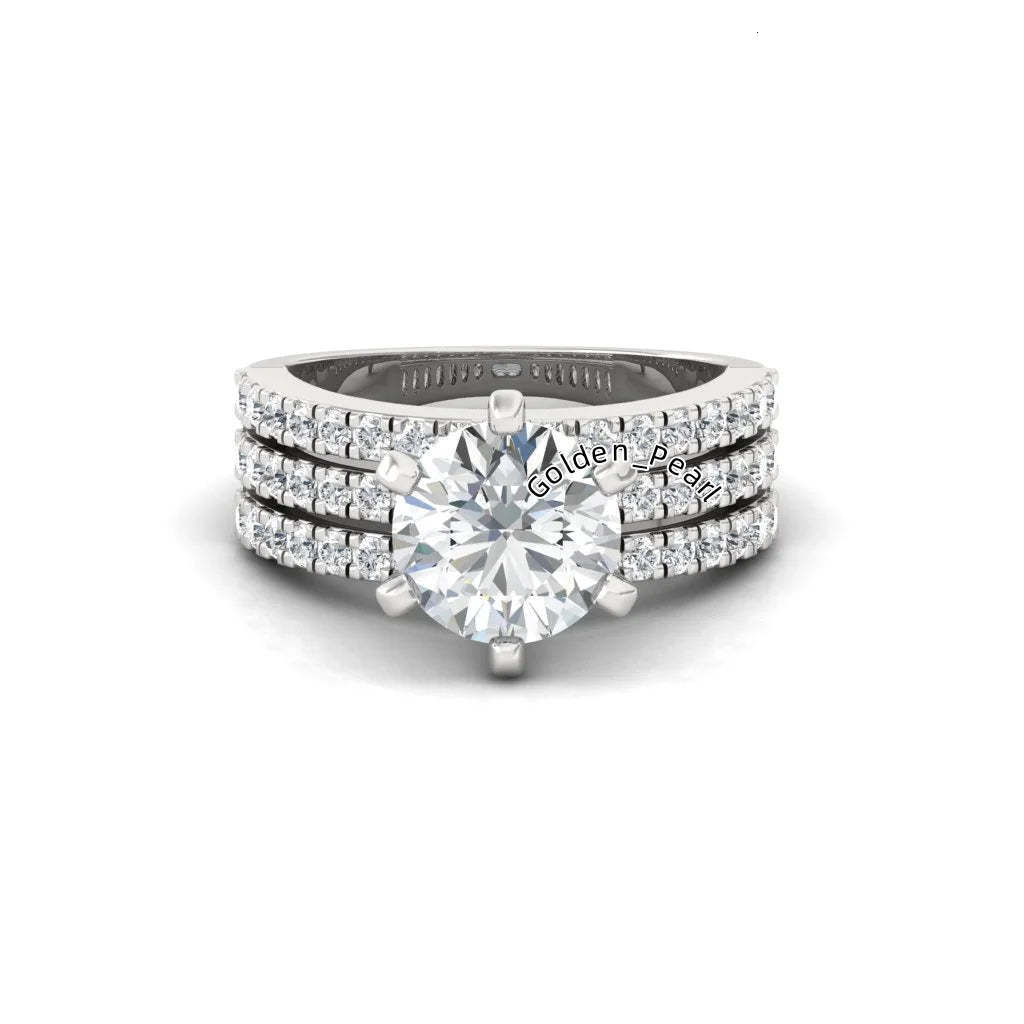 Moissanite Gemstone Engagement Ring Wedding Jewelry 925 Sterling Silver Diamond Tennis Band Eternity Ring for Women Girls