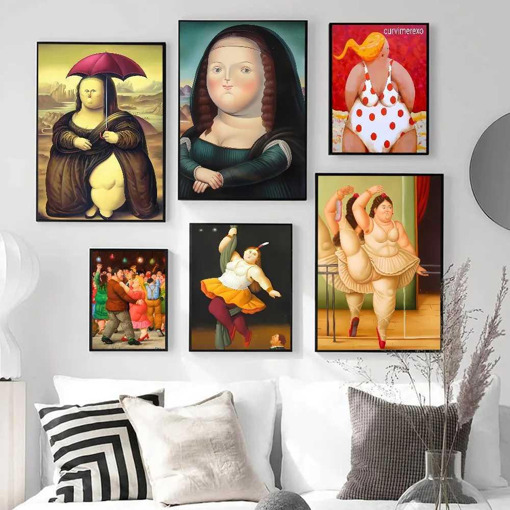 Famous Fernando Botero Dacing Anime Posters Sticky HD Quty Wall Art Retro Posters for Home Kawaii Room Decor Y250602