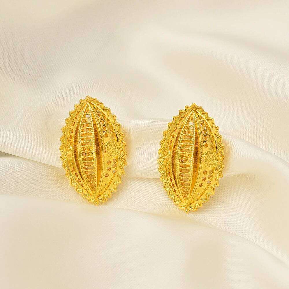 Shell Shape Gold Plated Ethiopian Eritrea Traditional Jewelry Set Necklace Earring Women's Habesha Wedding Bridal Best Gift