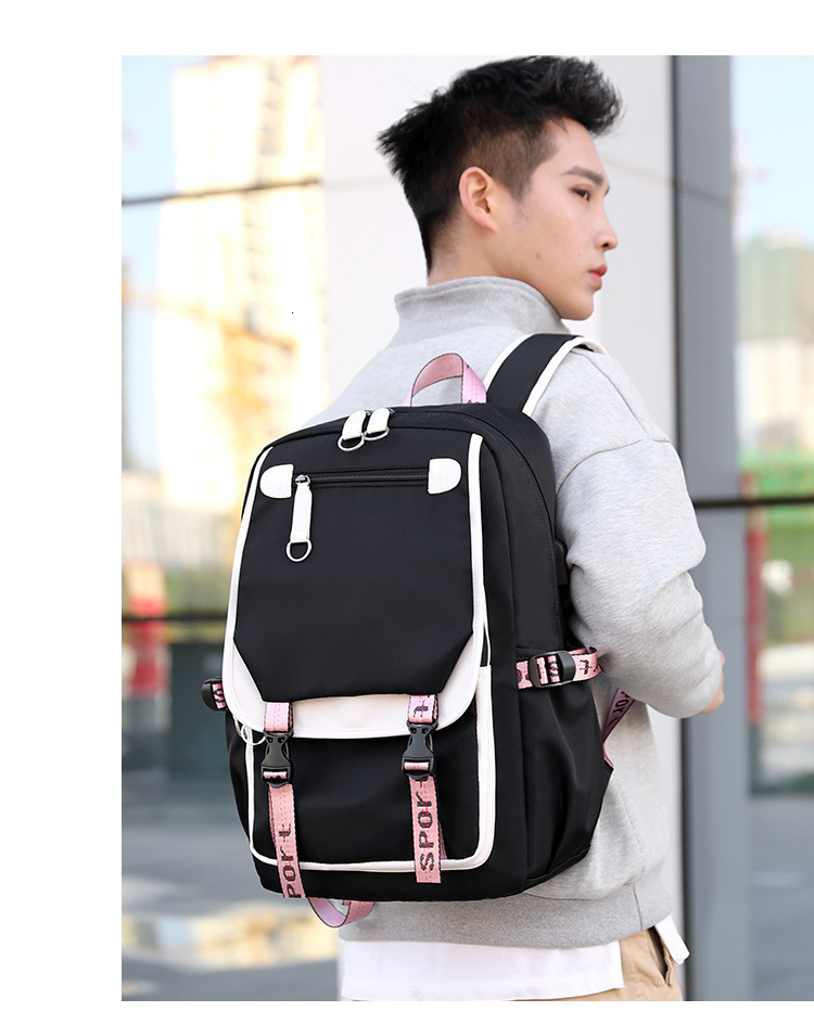 Free Shipping Casual Korean Style Backpack Large Capacity Junior Student Solid Color Simple Outdoors Designer Bag Multi-layer Laptop Backpack Double S