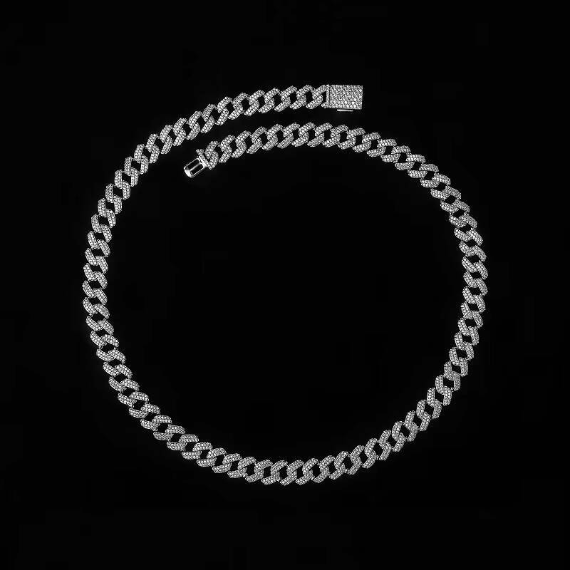 8mm Zircon Corrosion Resistant Fashion Forward Cuban Chain Necklace