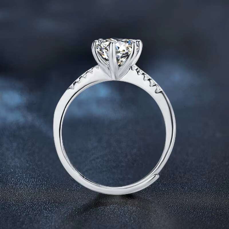 Classic Design 1ct VVS Moissanite 925 Sterling Silver Engagement Wedding Ring for Women Fine Jewelry Iced out