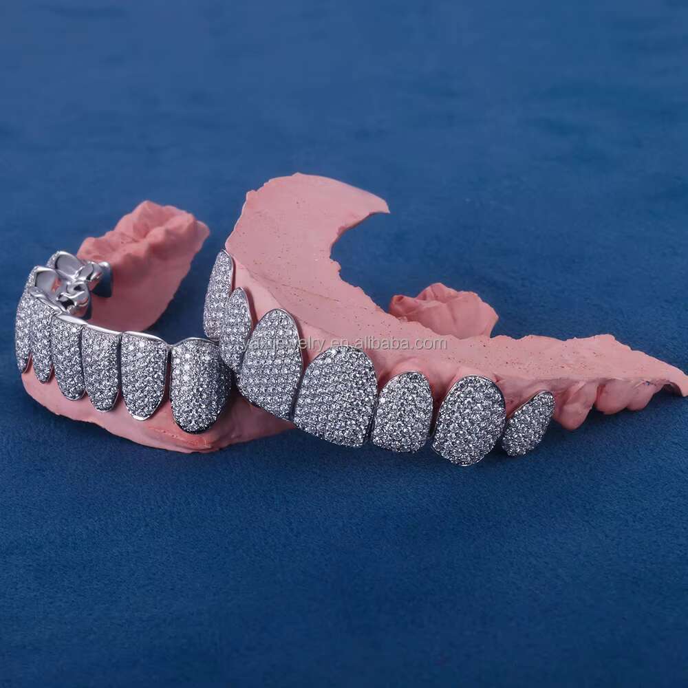 Custom Pass Diamond Tester Teeth Grillz 925 Silver Gold Plated Flawless Moissanite Lab Diamond Dental Grills Bling Teeth Grillz