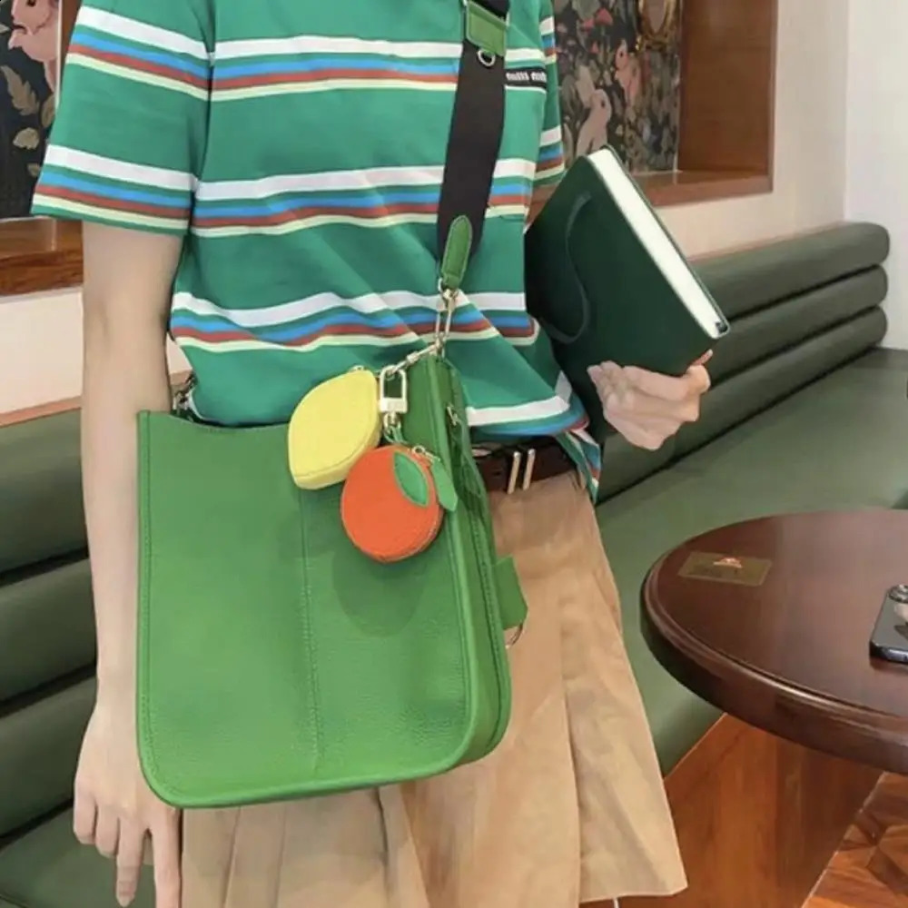 1PCS Yellow Lemon Key Chain Mini Pouch Wallet Girls Coin Purse Women Bag Pendant Leather Keychain Holder Case Cute Small Bags 250530