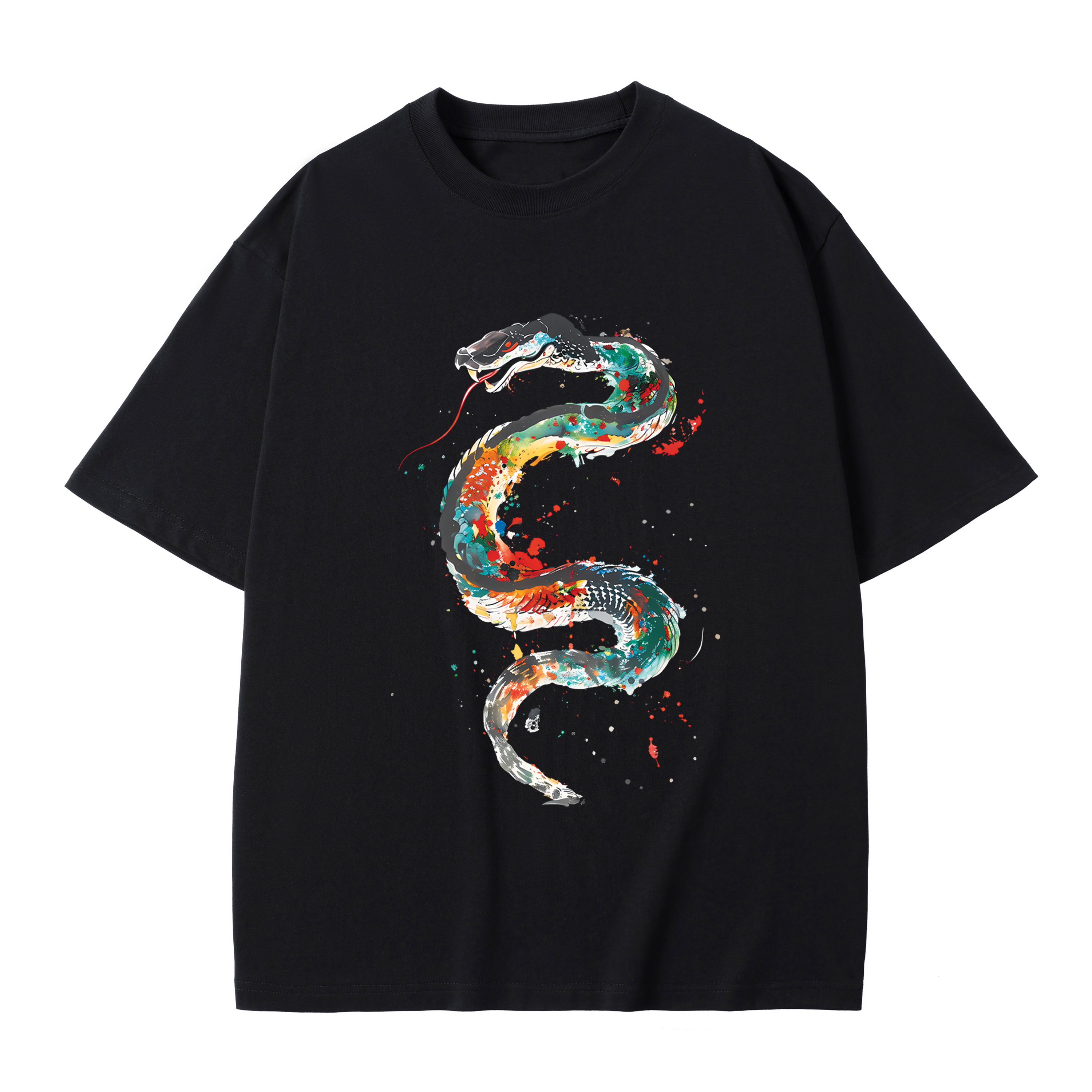 T-shirt men's top designer cotton T-shirt the Painted snake short sleeved clothing high-quality fashionable T-shirt