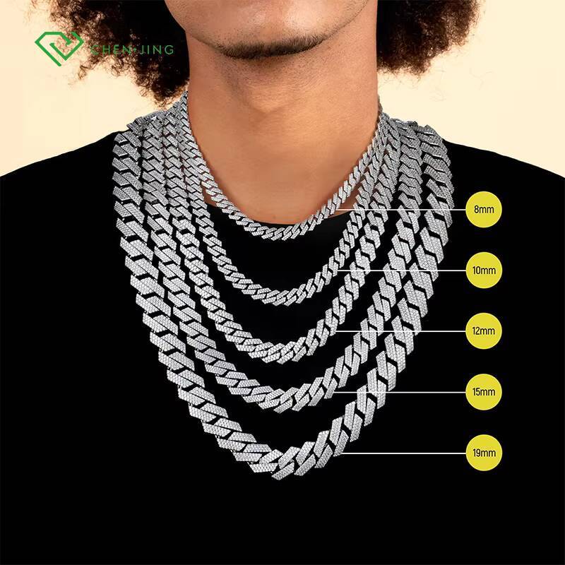 Fine Jewelry 10K 14K Platinum Laboratory Chain 6mm 8mm 10mm 12mm Round Cut HPHT Cuban Necklace