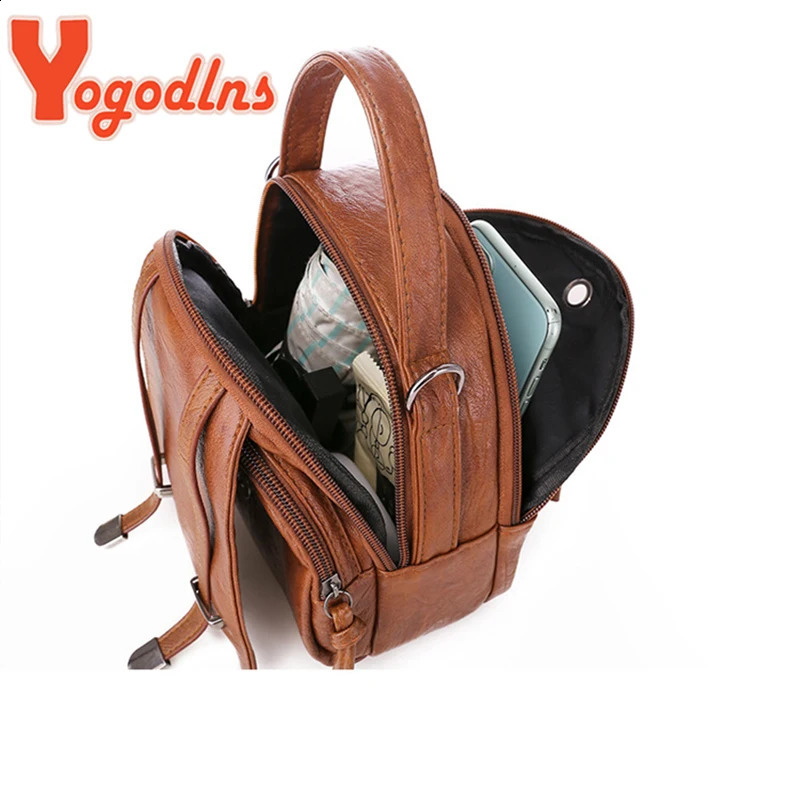 Yogodlns Vintage Small Shoulder Bag Women Soft PU Leather Crossbody Bag Multifunction Messenger Bag Casual Lady Handbag Bolso 250526