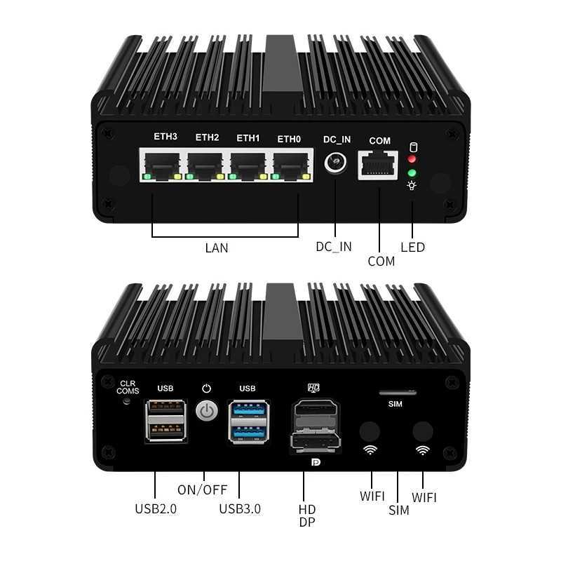 Topton Industrial Computer Intel N100 Fanless Mini PC 4 LAN i226-V 2.5G Firewall Soft Router N5105 N6210 NVMe Proxmox pfSense X250602