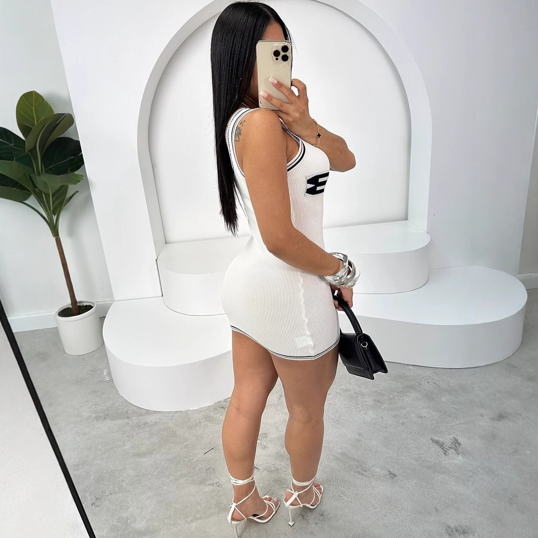Designer T Shirt Summer New European And American Style Sporty Sexy Street Knitted Tight Letter Low Cut Dress Women S Fashion Essentials Summer Dress