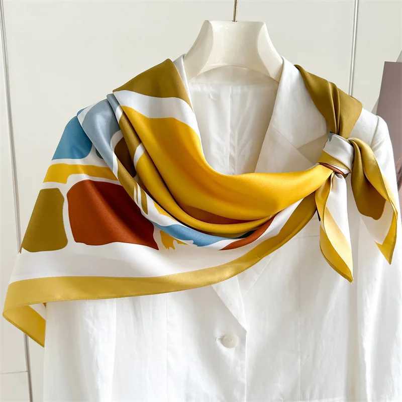 Women Design Square Headscarf Popular Scarves Model Sunscreen Silk Hijab Fashion Bandana 90X90cm Beach Shawls Tie Bag Decoration W250602