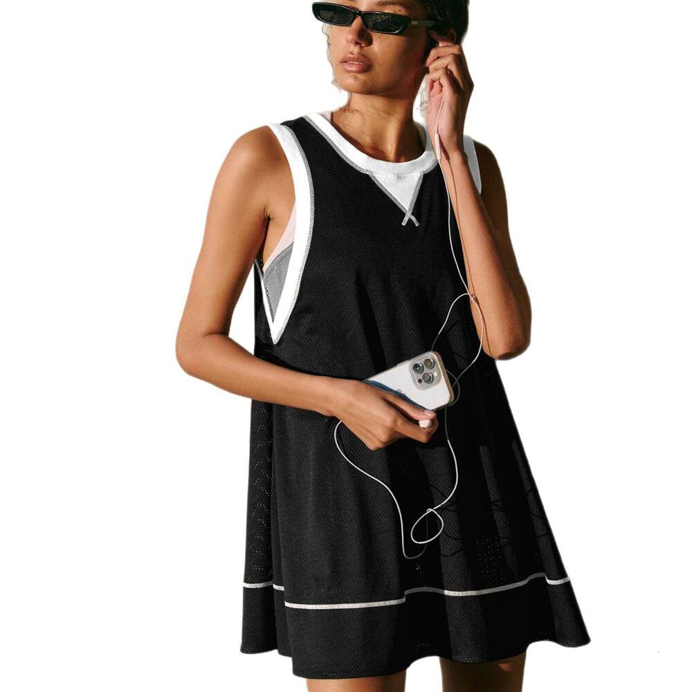 2025 Women's Fitness Top and Shorts Two-Piece Casual Sports Girl Sleeveless Tank Dress Set