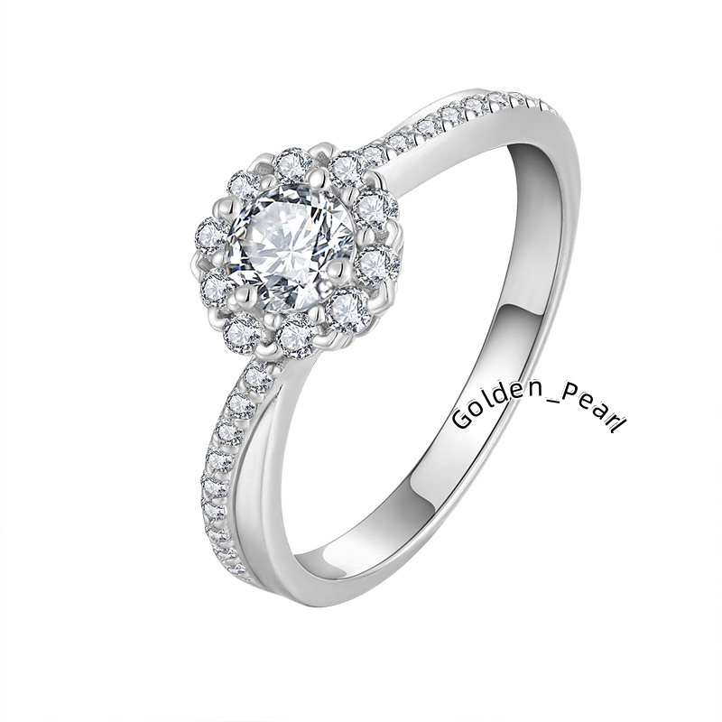 Hot Fashion S925 Sterling Silver Couple Diamond Ring Shining Custom Moissanite Zirconia for Sending Love Your Girlfriend