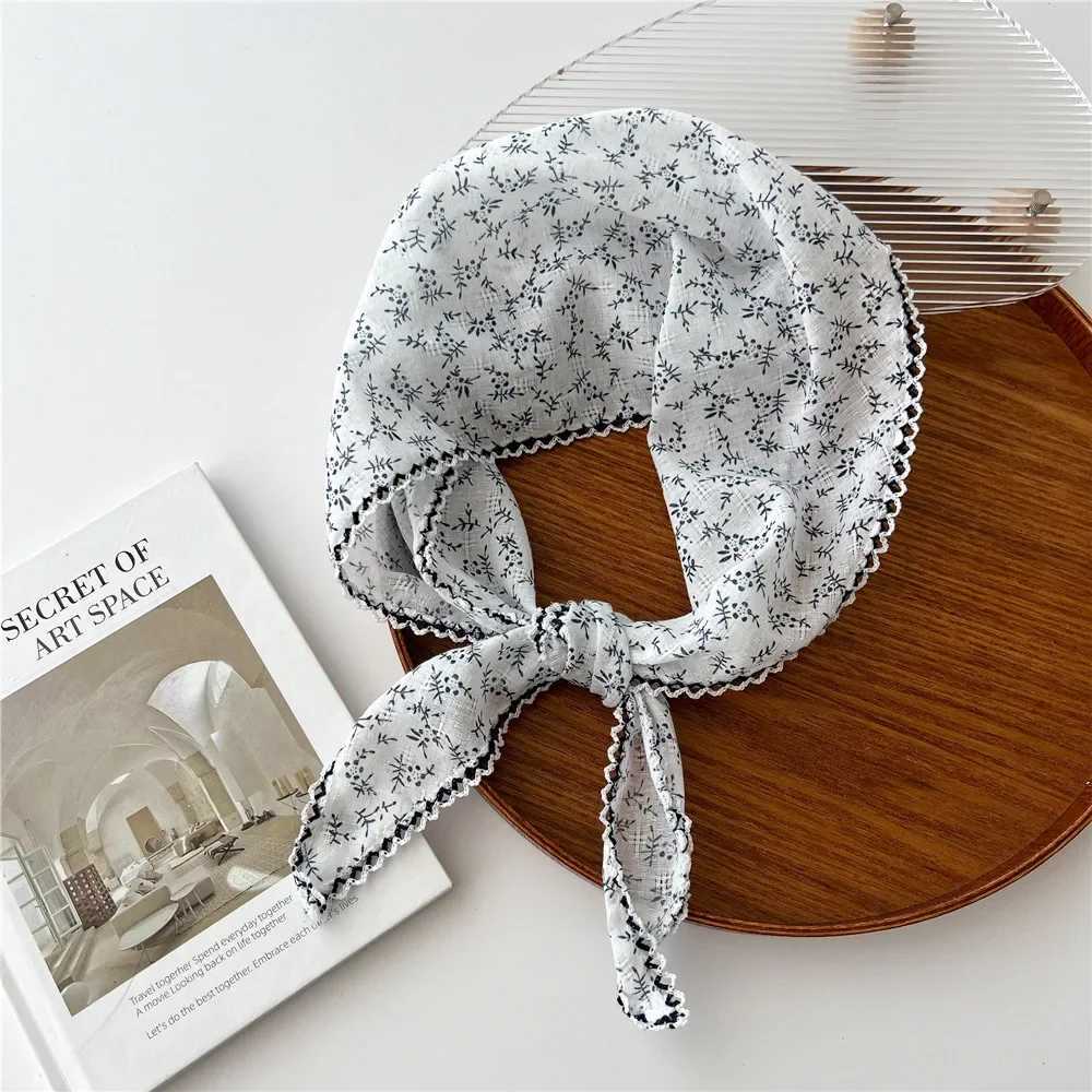 Simple Floral Scarves Triangle Headscarf Summer Outdoor Head Neck Sun Protective Scarf for Women W250602