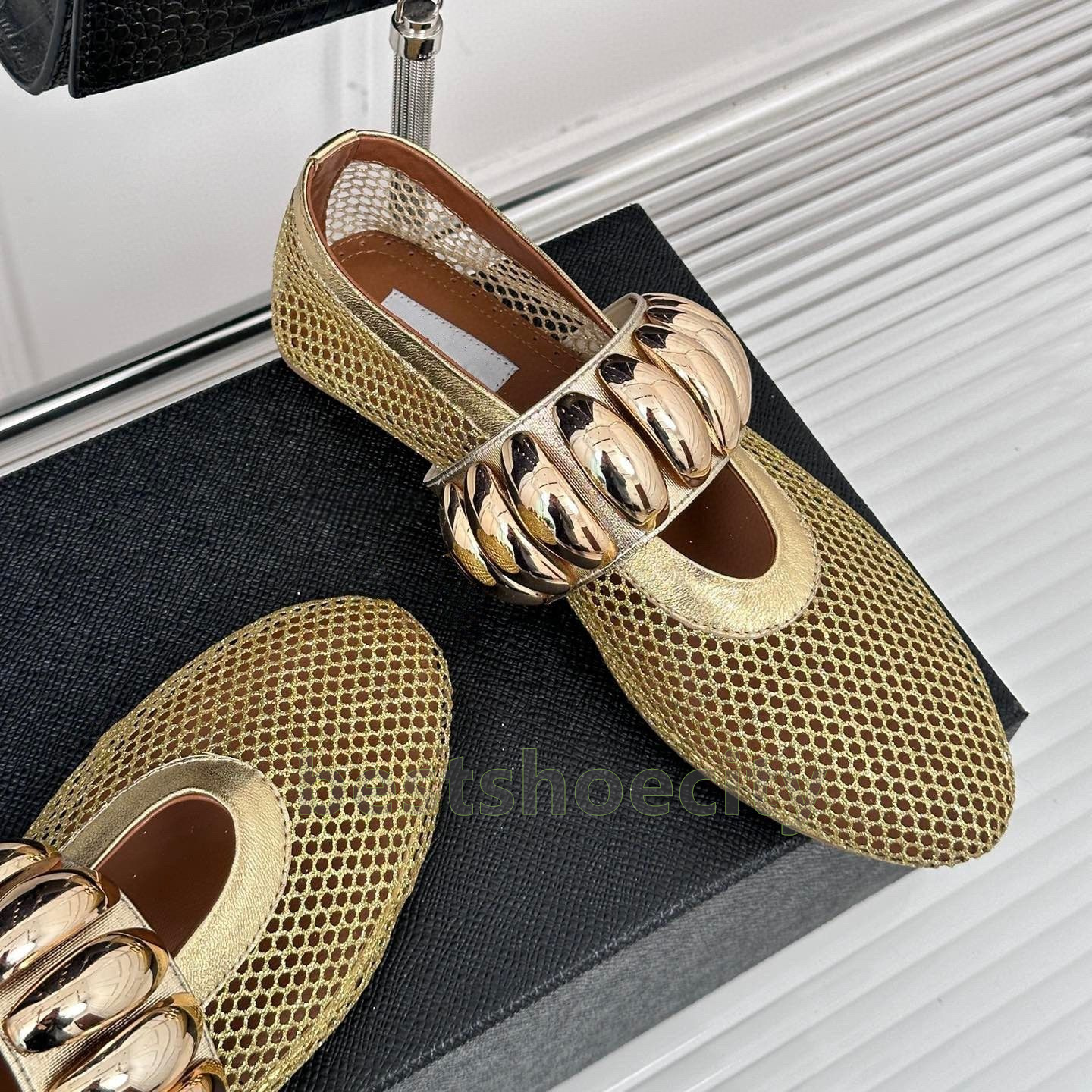 summer ballet flats heels womens loafers hollow mesh sandals breathable light retro metal buckle strap women mary jane shoes size 35-41