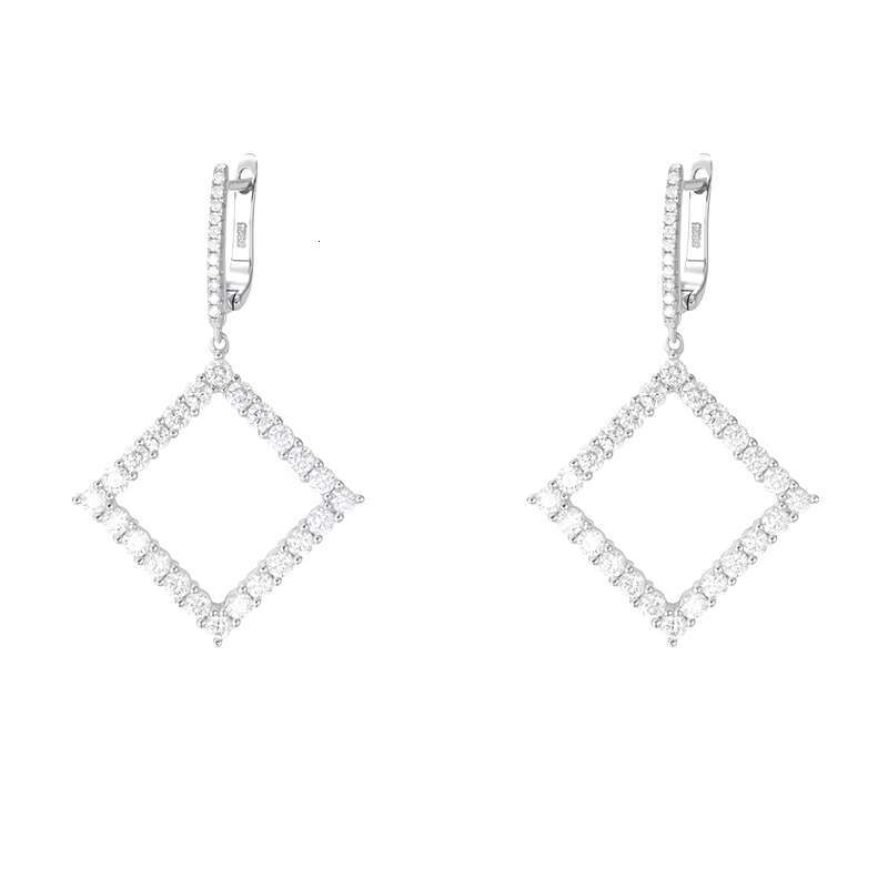 Wholesale Moissanite Jewelry square Water Drop Circle Moissanite Hoop Earrings with GRA S925 Silver Jewelry for Women