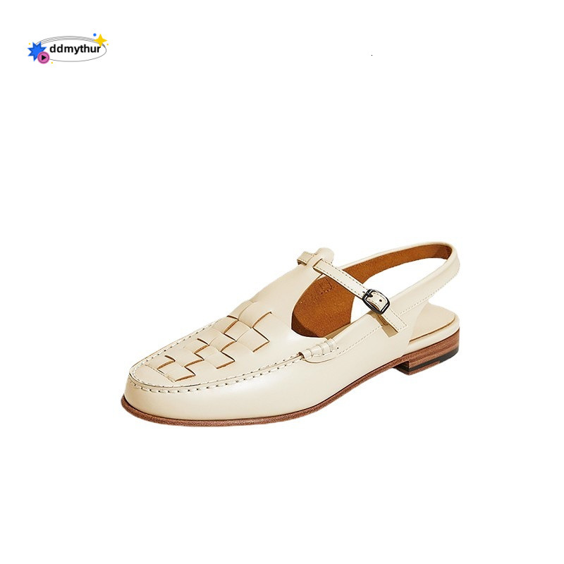 2023 Spring/Summer New Fashion Breathable Sandals Lightweight Flat Buckle Casual One-Strap French Style Women's Shoes ddmythur