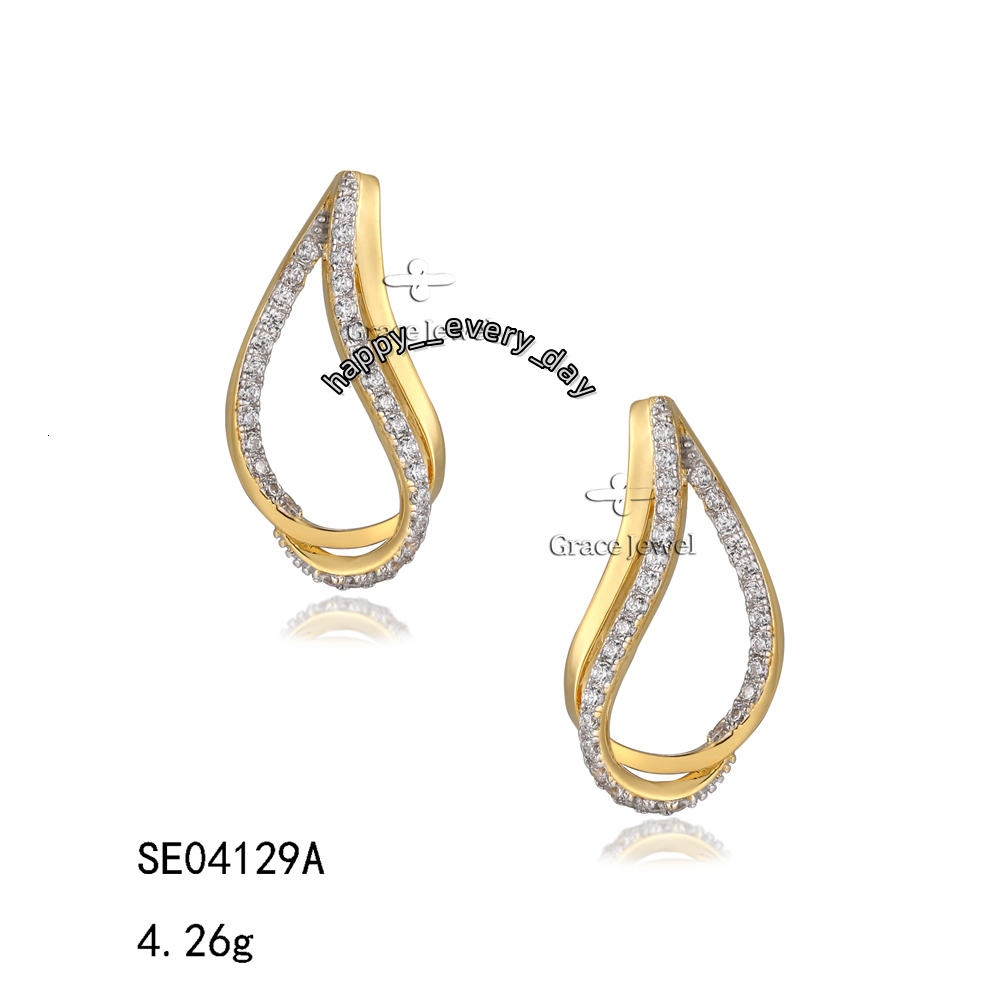 Grace Jewelrys Modern Lady Earrings Water Drop Style Cubic Zirconia Gold Plated 925 Sterling Silver Moissanite Diamond Zircon