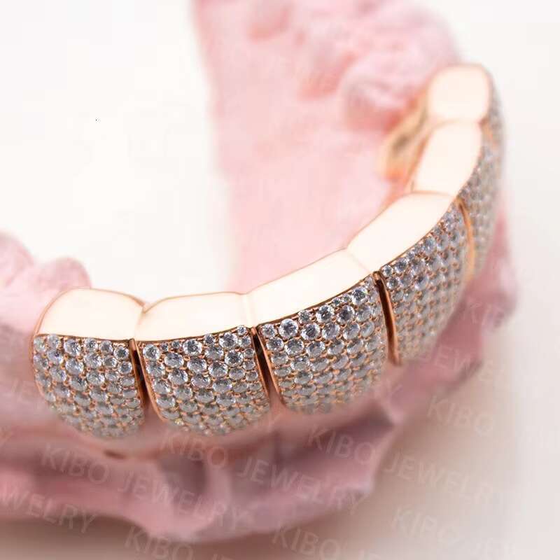 Custom Moissanite Grillz Hiphop Jewelry 925 Silver 10k 14k 18k Gold Iced Out Bling Teeth Grillz