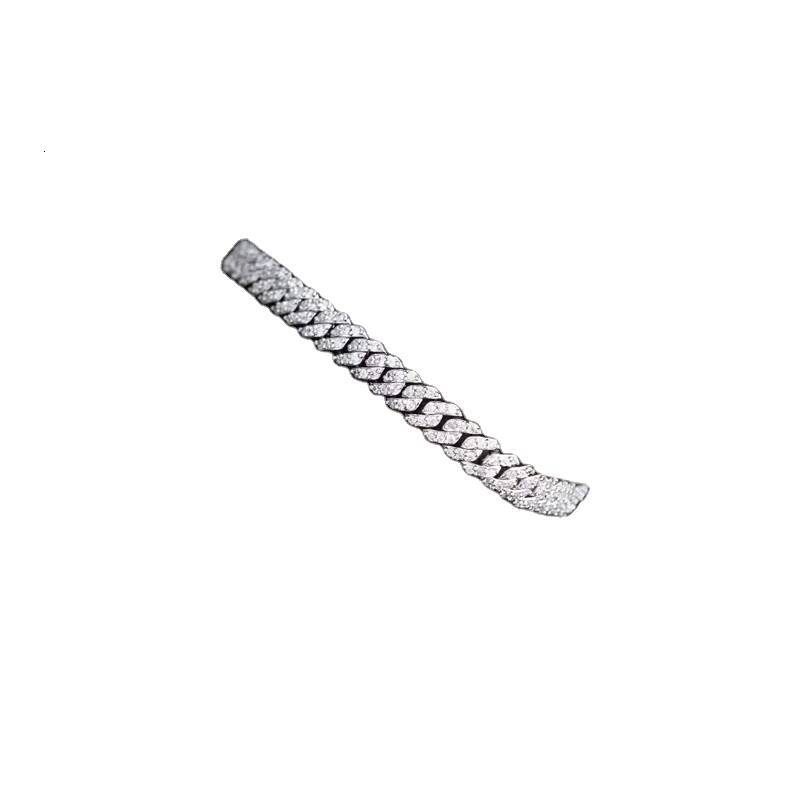 Sterling Sier Moissanite Cuban Bracelet Men's Hip-Hop Jewelry Rapper