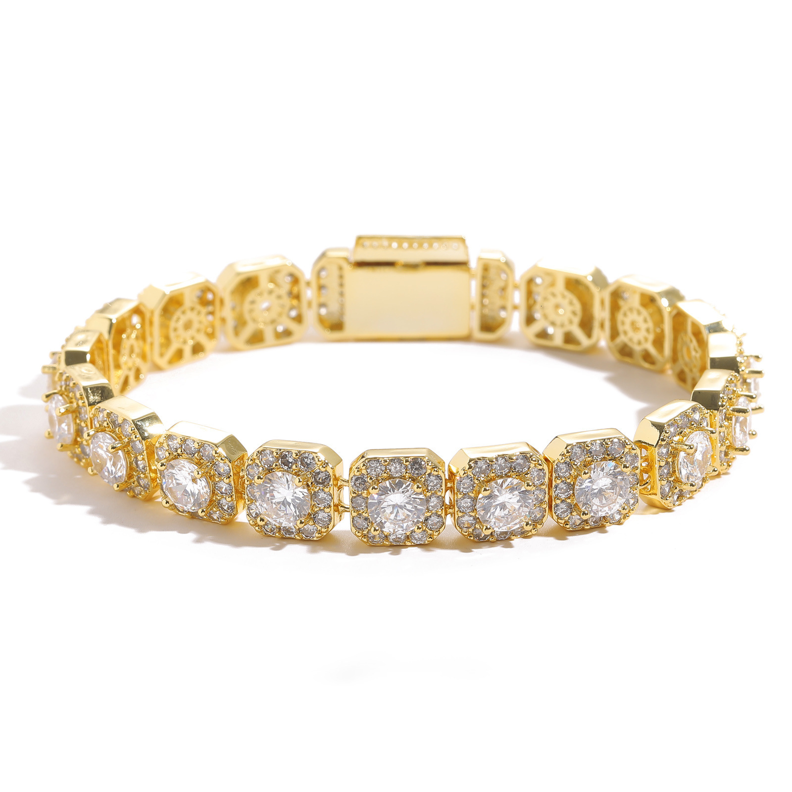 Meisa Bracelet 10mm Wide Ice Sugar Chain Moissanite Bracelet Flip Style Mens Bracelet Fashion Accessories moissanite