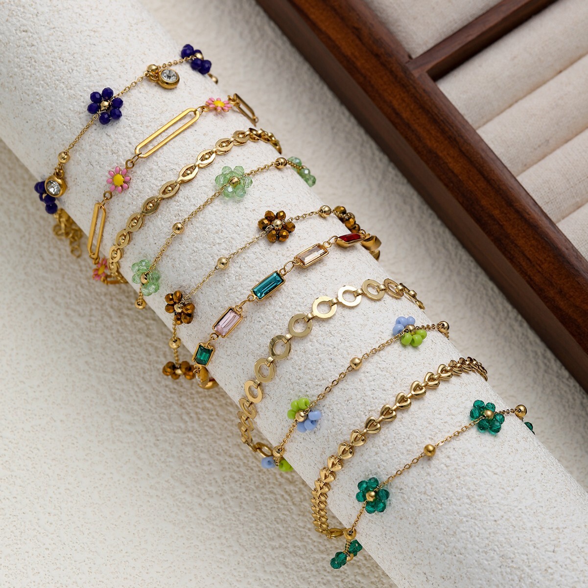 Fashionable Design Korean Jewelry Bell Rhinestone Star Jade Anklet Fashion Gold-Plated Bracelet Mixed Batch