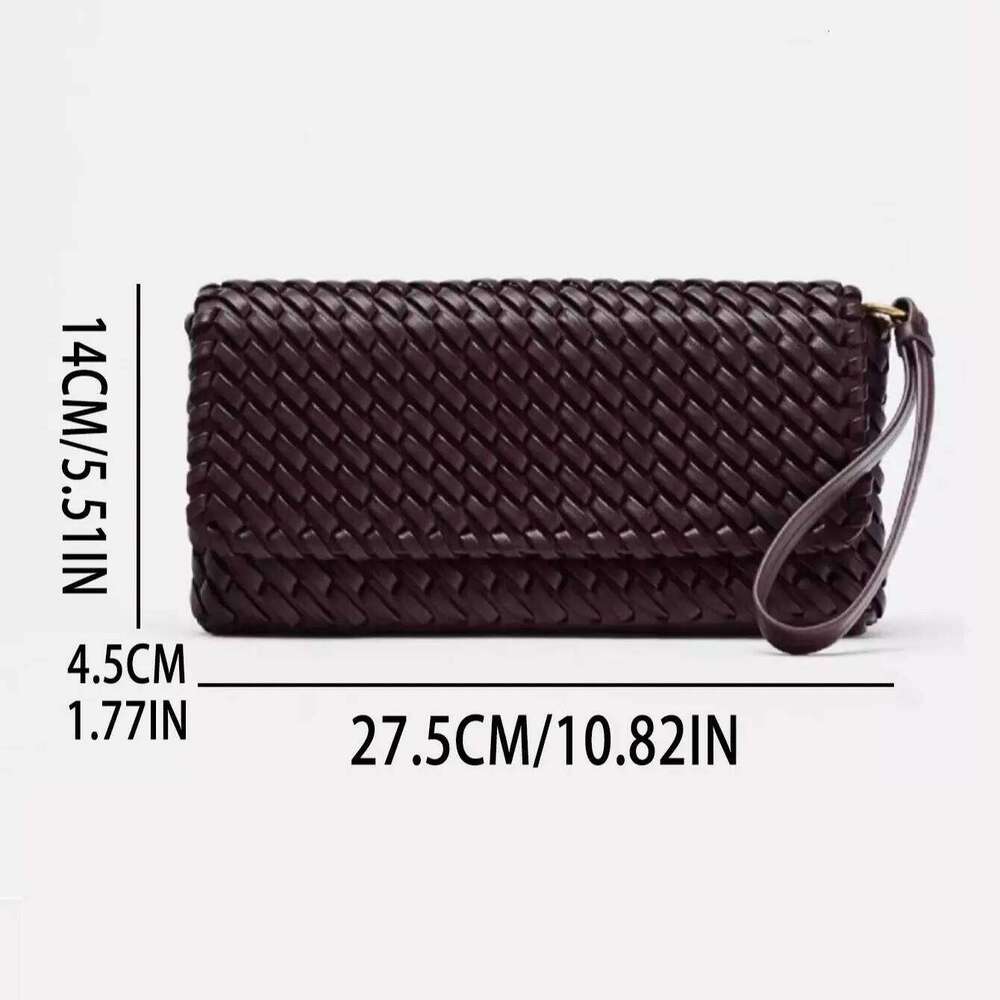Designer Pu Leather Wowen Clutch For Women Vintage Flap Shoulder Crossbody Bags Trend Underarm Bag Lady Handbags 2025
