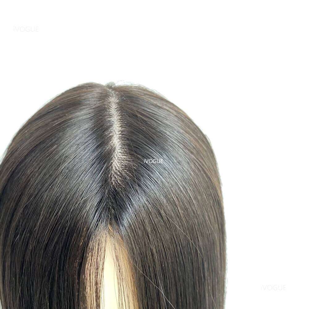 24inch Long Virgin European Human Hair Topper 15x6CM Silicone Skin Fake Scalp Top Silk Base Women Toupee with Clips or PU Around