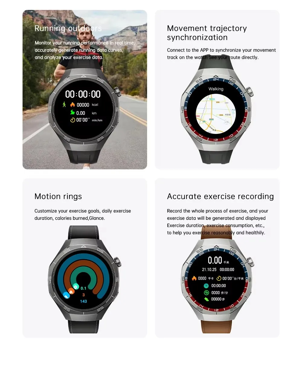 2025 New For Huawei Watch GT5 Pro GPS Tracker 1GB Memory Men 360*360 HD AMOLED Screen NFC Heart rate Bluetooth call Sports Waterproof Smart watch free