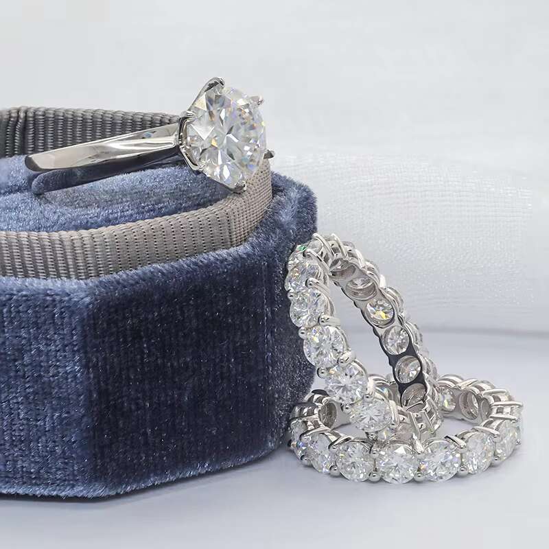 Paston Jewelry 3.5ct Round Brilliant Cut Moissanite Ring Set S925 Wedding and Engagement Rings for Women