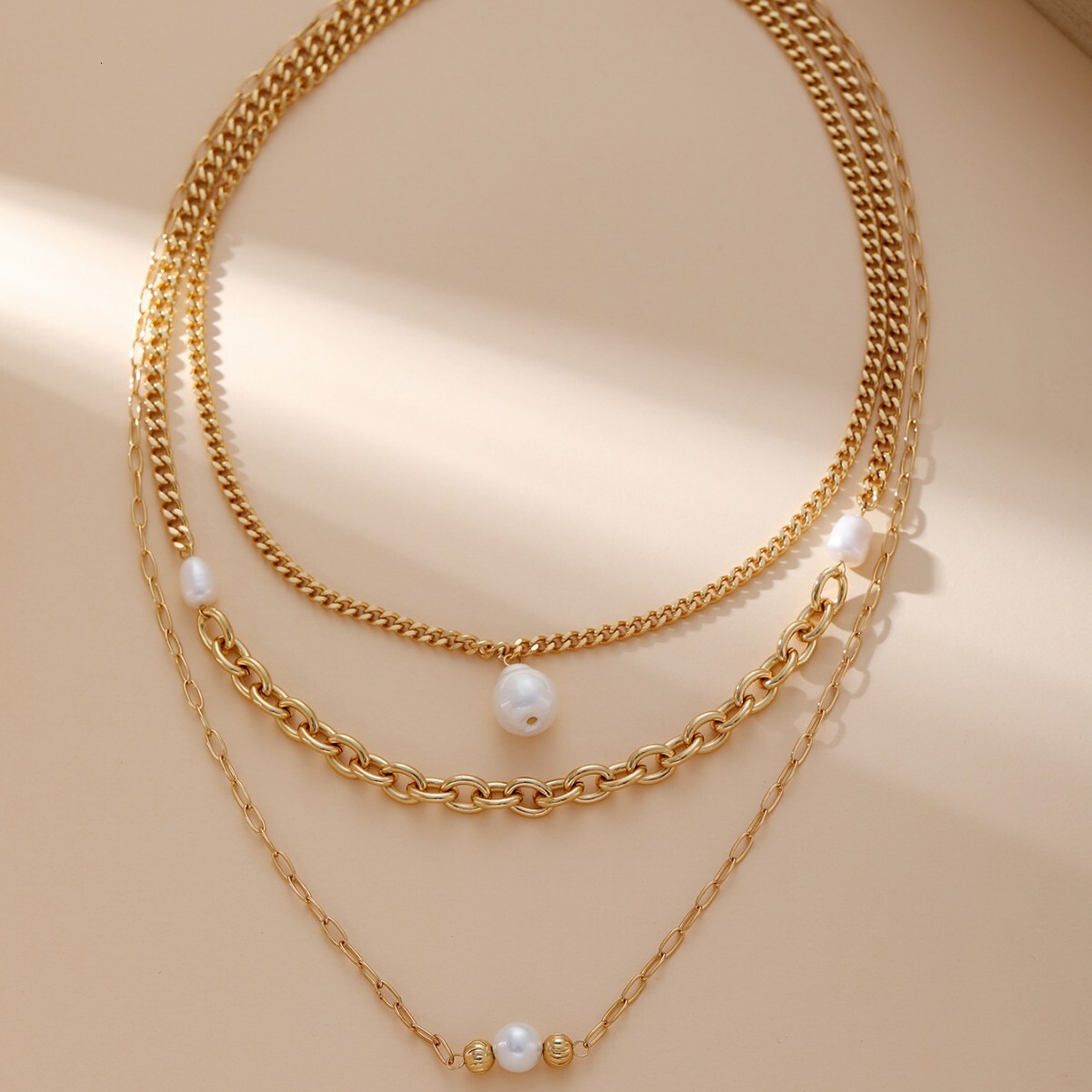 Design Imitation Baroque Style Three-in-One Pearl Necklace