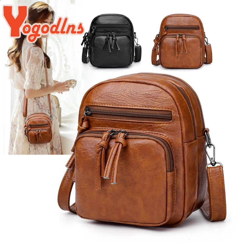 Yogodlns Vintage Crossbody Bag Women Soft PU Leather Shoulder Bag Multifunction Messenger Bag Small Square Bag Big Capacity Bag 250526