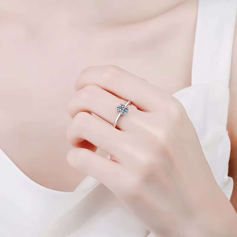 Factory Wholesale Minimalist Design Wedding Engagement Moissanite Ring 925 Sterling Silver for Women