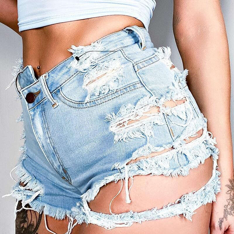 Denim Shorts Jeans Shorts Women S Jeans Summer New Fashion Trend High Waist Ripped Frayed Shorts Ripped Short Jeans