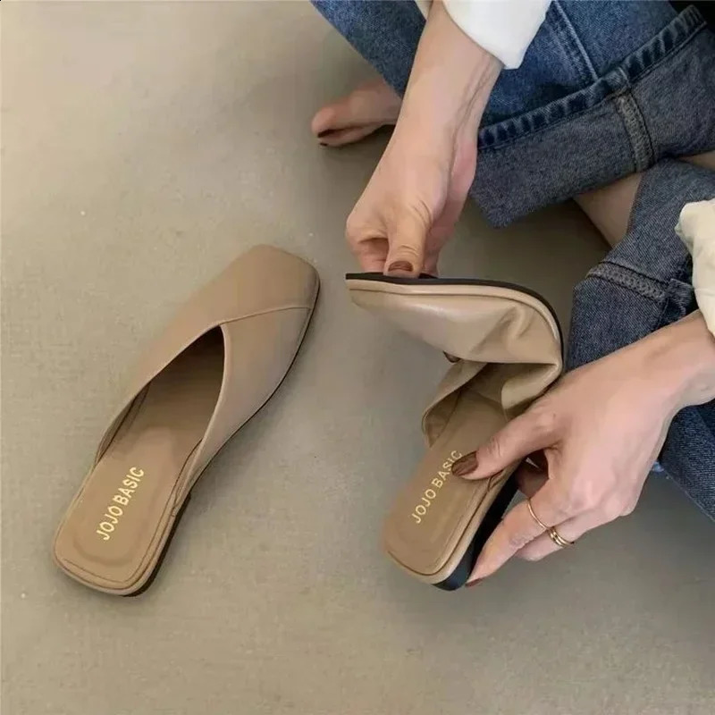 Sandals Female Slippers Women Fashion Flat Casual Mules Square Toe Sandals Women Flat Outdoor Walking Slides Zapatillas 250528
