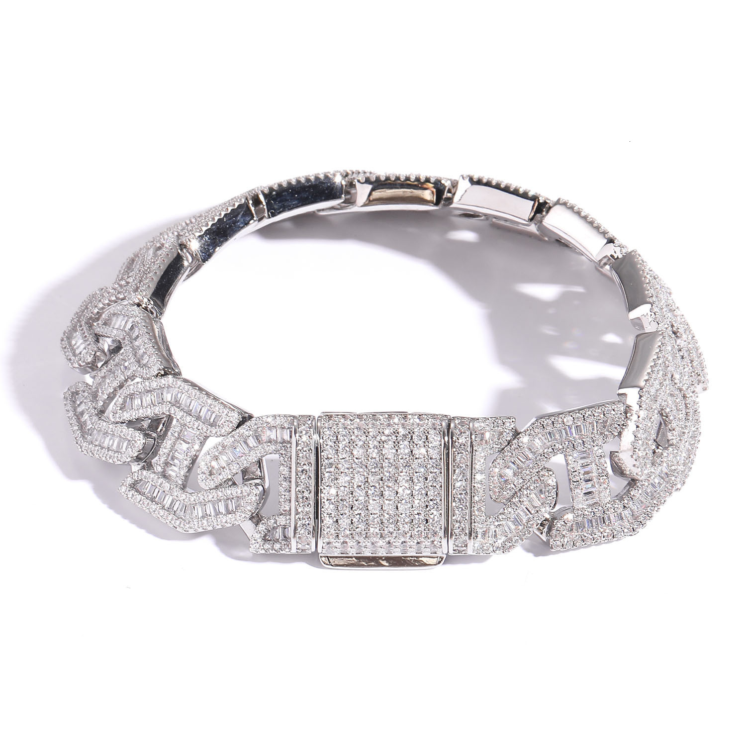 Hip hop Bracelet 17mm Japanese square Moissaniteium lock necklace heavy industry box buckle mens Bracelet moissanite
