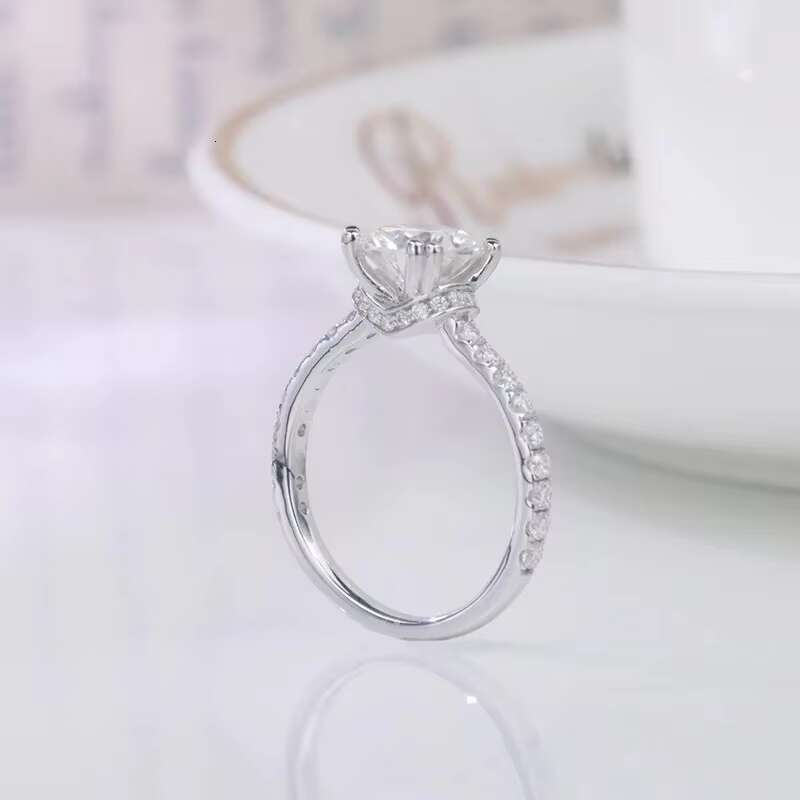 DE 1.5ct Moissanite Engagement Women Ring Fashion Moissanite Wedding Women Ring 7.5mm VVS Moissanite 925 Silver Rings