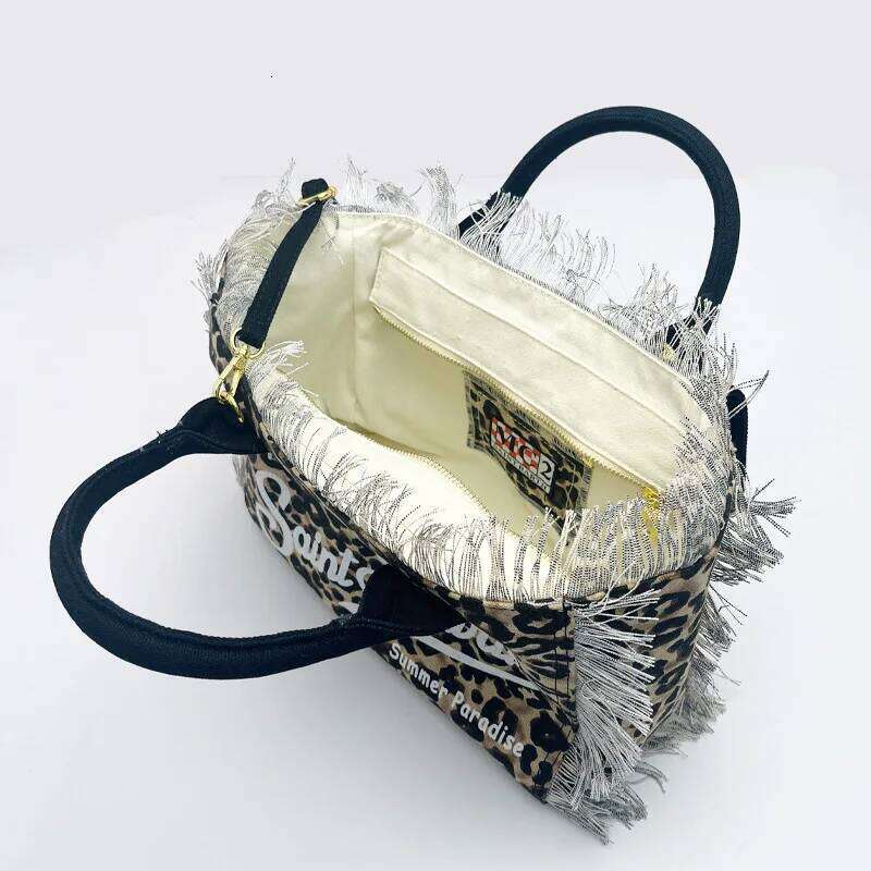 SAINT BARTH New Crossbody Thousand Bird Grid Small Size Women's Bag, Cotton And Linen Handmade Tassel Handbag, Tote Bag