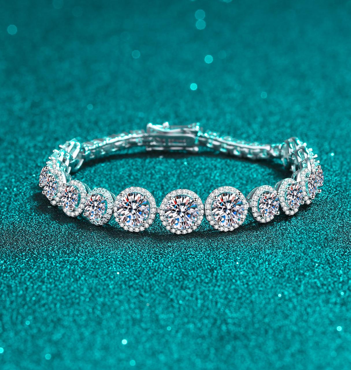 925 Sterling Silver Bracelet with Moissanite Stones, Luxury Gold-Plated Bangle for Women, Adjustable, Wholesale Available