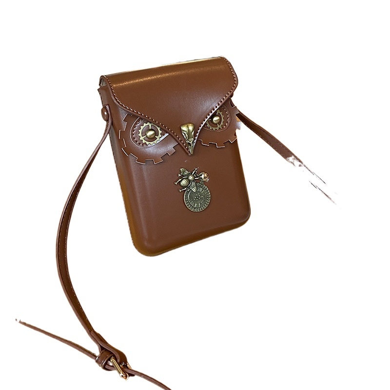 designer Manufacturer New Model Phone Bag for Women Retro Cute Owl and Bee Pendant Saddle Bag Shell Crossbody Small Bag