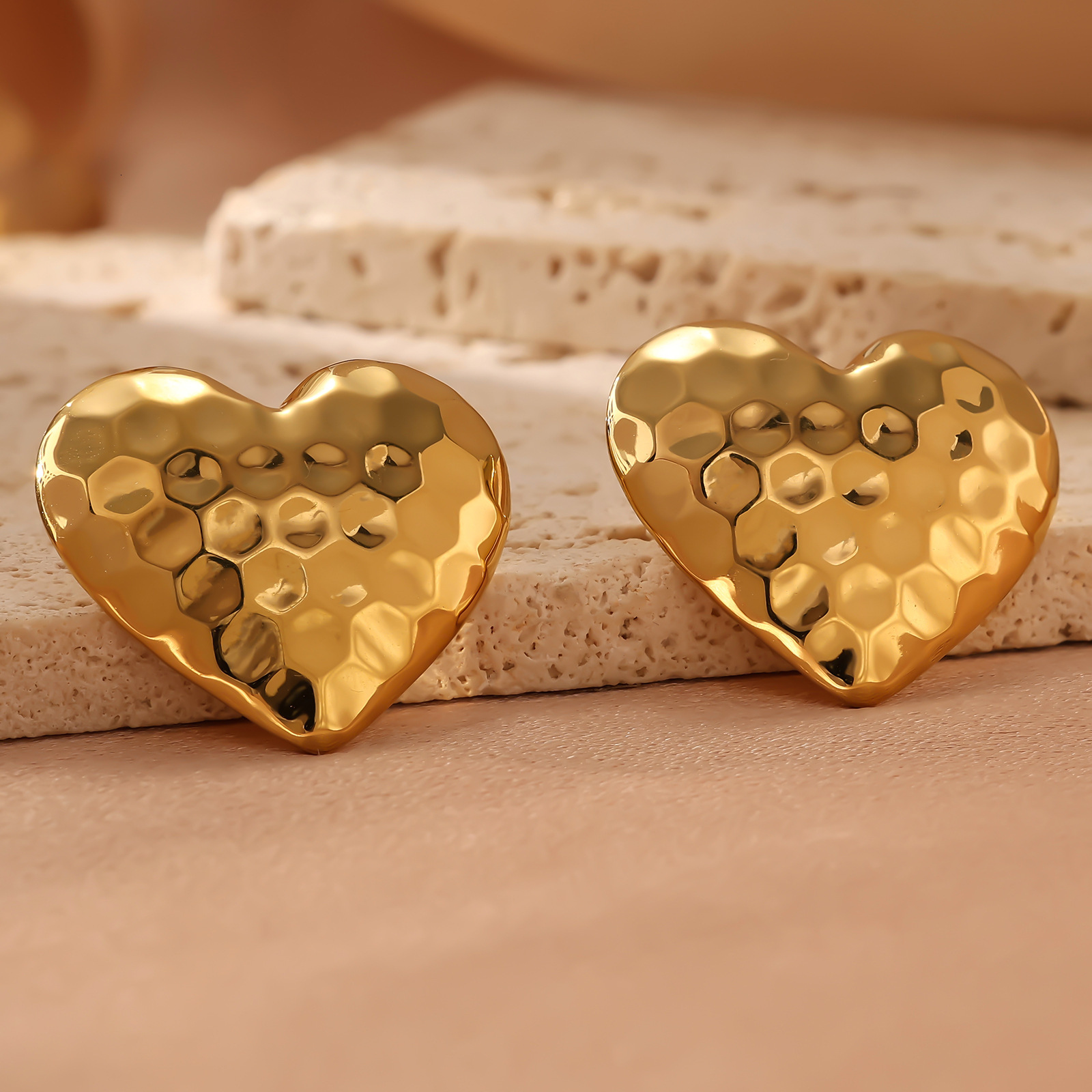 Heart-Shaped Stainless Steel Fashion Heart Unique Niche Versatile Earrings Jewelry